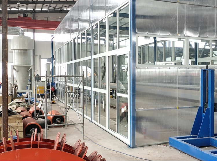 中电建购买的华仕达钢管防腐3PE生产线组装正在顺利推进