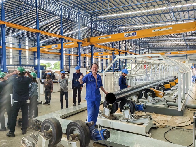 泰国传捷报——华仕达3PE钢管防腐生产线试车成功